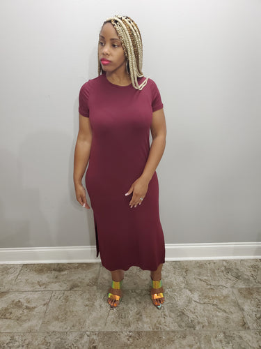 Miranda Midi Dress (Burgundy)