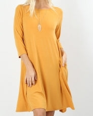 Swing Dress (Ash Mustard) PLUS SIZE